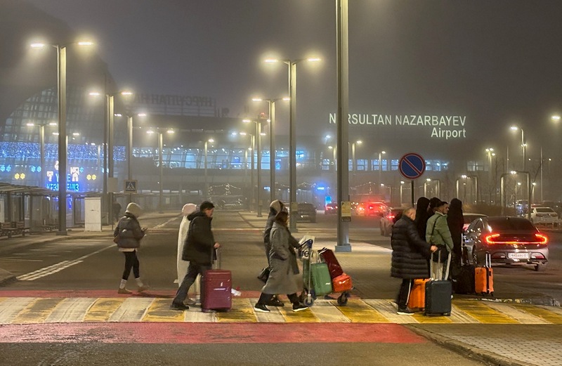 Passanger at Astana airport in Kazakhstan