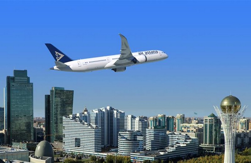 Air Astana's Boeing 787-9 over Astana
