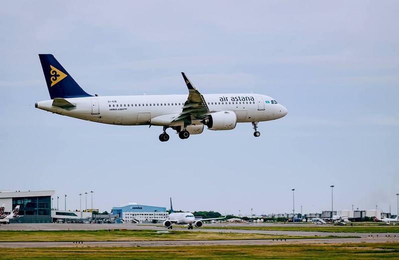 Kazakhstan's Air Astana's Airbus A320 aircraft landing