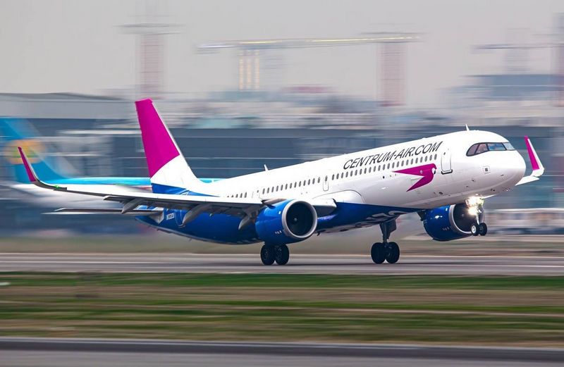 Uzbekisna's Centrum Air Airbus A320 aircraft during take-off