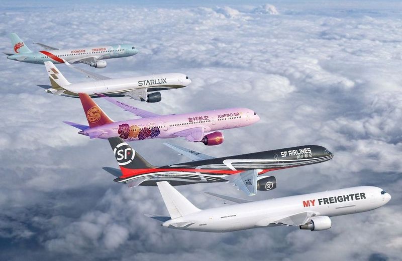 Uzbekistan's cargo airline, My Freighter's aircraft alongside several Chinese carriers aircraft
